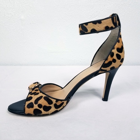 Audrey Brooke Leopard Ganauche Leather Heels Shoes - Picture 2 of 8